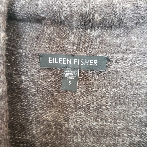 Eileen Fisher Marled Gray Open Front Knit Cardigan - Size Small - Picture 3 of 9